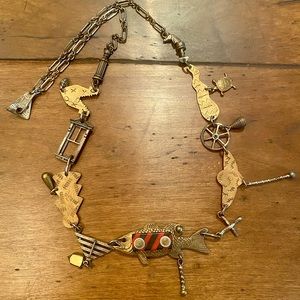 Thomas Mann vintage necklace. One-of-a-kind.  Sterling, brass, and bronze.